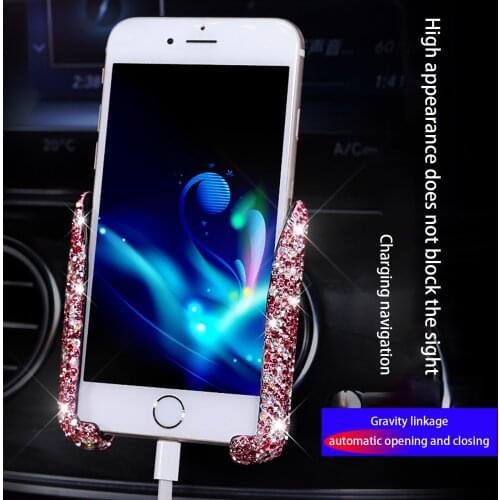 Car Air Outlet Snap-Type Support Diamond-Studded Navigation Mobile Phone Holder For iPhone 8 XS XR Samsung Support Telephone