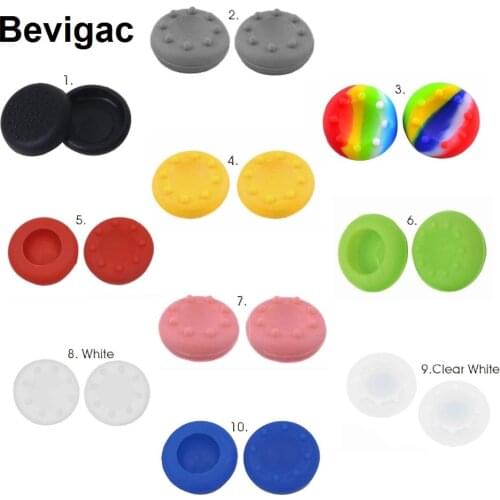 Bevigac 2pcs Silicone Analog Controller Thumb Grips Cap Cover Case for Sony Play Station Dualshock PS4 PS3 Console Gagdets