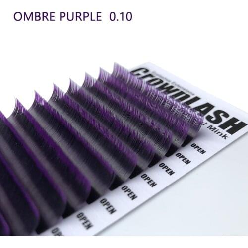 CrownLASH Dual Color Ombre Purple C D DD 0.10 9-15mm Eyelashes Extensions Single Size Tray Free Shipping
