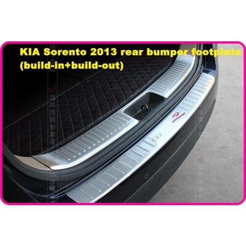 Higher star stainless steel 2pcs(internal+external)rear trunk decoration scuff plate,protection plate for Kia Sorento 2013-2015