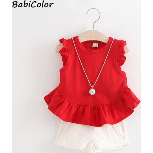 BibiCola 2020 Baby Girls clothing sets Newborn suits fashion Litter girl clothes tracksuit set 2pcs Red Color Shorts summer
