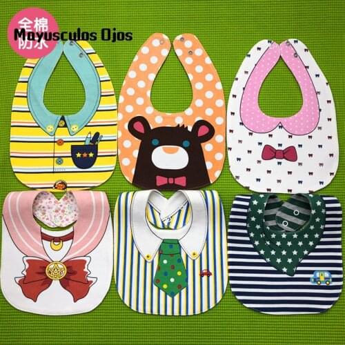 Infant Cotton Bib Double-sided Saliva Towel Bib Baby Waterproof Cartoon No Fluorescent Agent