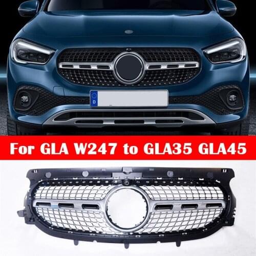 For Mercedes-Benz 2020-2021 GLA W247 GLA220 GLA250 Car Styling Middle Grille GT Diamond Grill Vertical Bar to AMG GLA35 GLA45