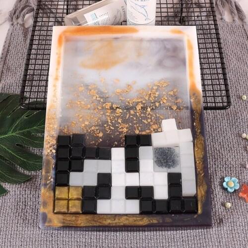 Tetris Mould Silicone Rectangular Tray Mold Epoxy Resin Casting Molds Agate Platter Mold Cube molds DIY Craft Chirld Puzzle Game