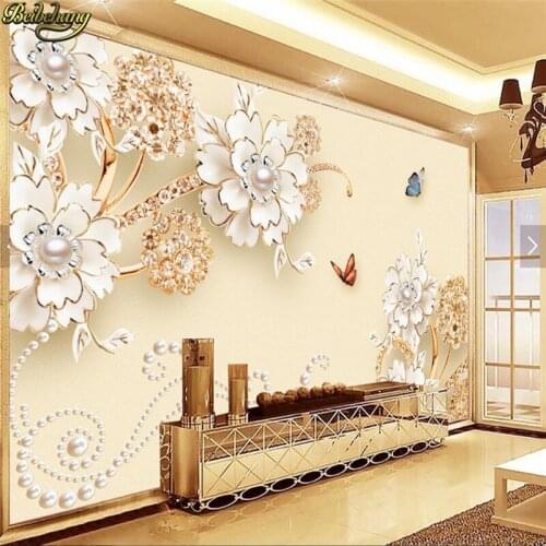 Beibehang Custom Photo Wallpaper Mural Butterfly Love Flower Jewelry 3D TV Wall papel de parede infantil wall papers home decor