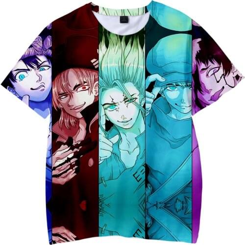 Dr.stone Juvenile Comics Fashion 3D Round Collar Summer Casual T-shirt Fashion 2019 New Adult/Kids Short Sleeve O-neck Tshirt