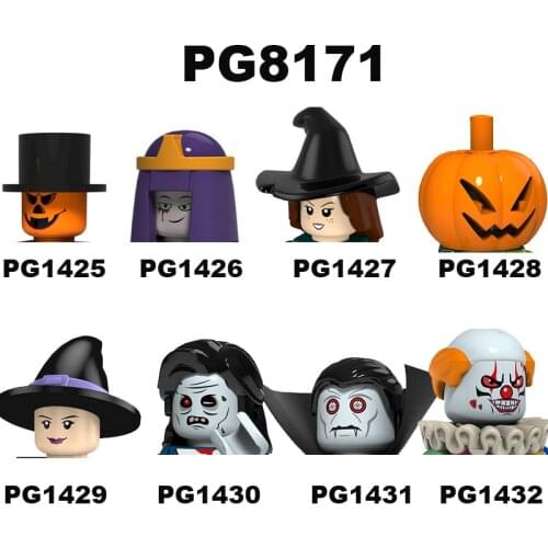 Halloween Horror Building Blocks Pumpkin Man Anime Figures Christmas Toys Female Ghost Witch Gift For Children PG8171