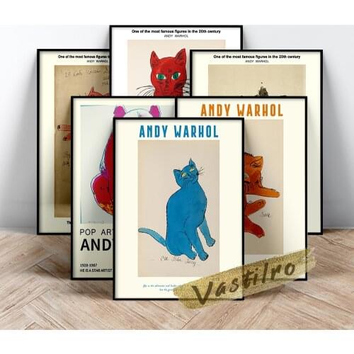 Andy Warhol Famous Classic Poster, Andy Vintage Animal Prints, Warhol Color Kitty Canvas Painting, Kids Room Bedroom Wall Decor