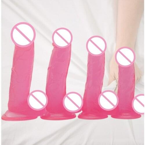 Red Couples Crystal Jelly Dildo Artificial Strong Suction Cup Dicks G-spot Massage Anal glass Dildos strapon Lesbian erotic toys