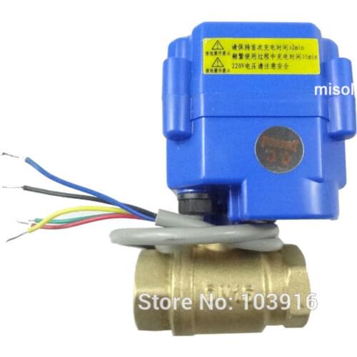 Motorized valve brass, G1/2" DN15, 2 way, CR05, electrical valve, motorized ball valve
