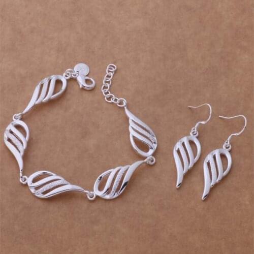 AS172 Hot Sell Lucky Silver Color Jewelry Sets For Women Jewelry Sets Earring 005 + Bracelet 002 /dpmamgta Bjgakana