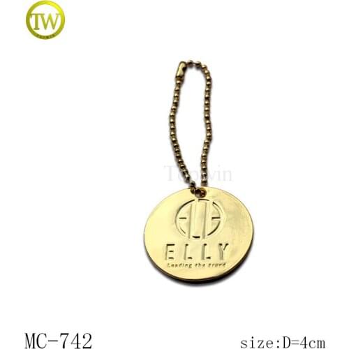MC742 custom handbag gold metal clasp hang tag metal logo label for bags
