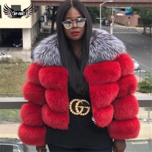 Fashion Short Natural Fox Fur Coats For Women Thick Warm Silver fox Stitching Blue Fox Fur Jacket Genuine Plus Size Fur Coat