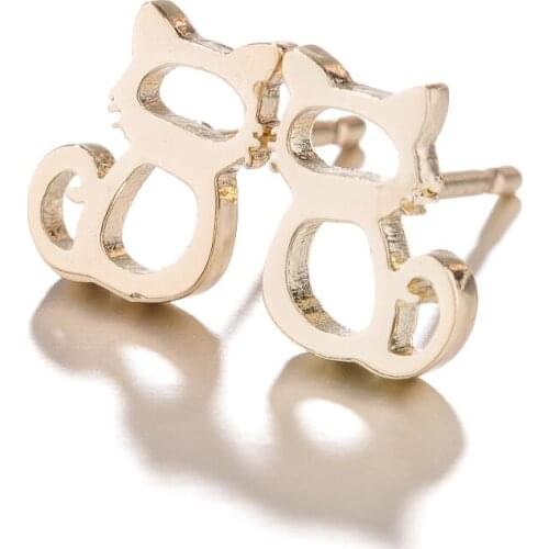 Fashion Ladies Stainless Steel Animal Earrings Girl Simple Minimalist Pet Cat Earrings Jewelry Accessories Gifts