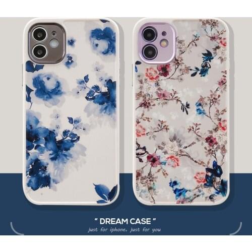 Matte Floral Detachable Plating Camera Protection Case for iPhone 12 Mini 11 Pro XS Max XR X 7 8 Plus Shockproof Soft TPU Cover