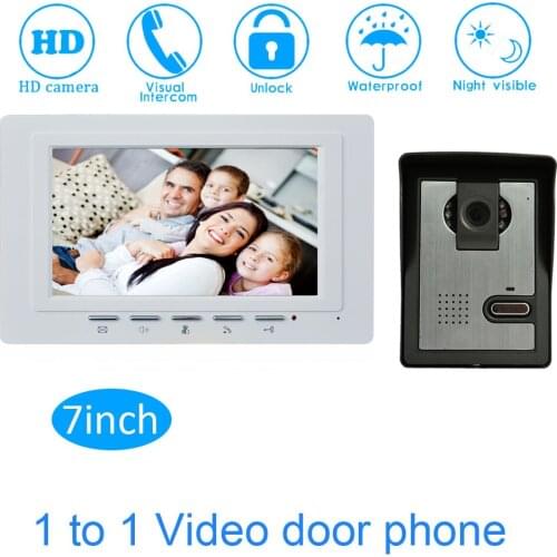 New 7Inch LCD monitor Color display wired Video doorphone Smart home Doorbell Security Camera building intercom