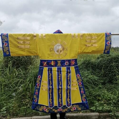 Taoist articles, Taoist robes, Gaogong clothes, golden thread clothes, small sleeve golden thread Bagua clothes, refined yellow