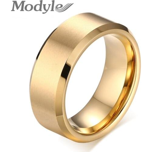Top Quality 8.0mm Gold-Color 3 Colors Tungsten Ring Classic Wedding Engagement Men Jewelry Wholesale