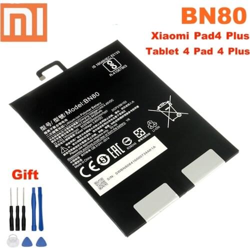Original Xiaomi Pad4 Plus Mipad 4 Plus Tablet batteries BN80 High Capacity Rechargeable Xiaomi Table Battery 8620mAh Free Tools