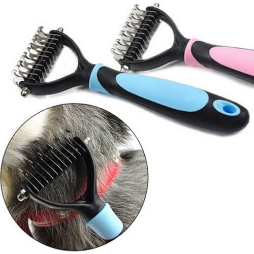 Pet Fur Trimmer Professional Rake Open Knot Brush Grooming Undercoat Rake Comb Dematting Tool For Dogs Cats Rabbits Pet Hair