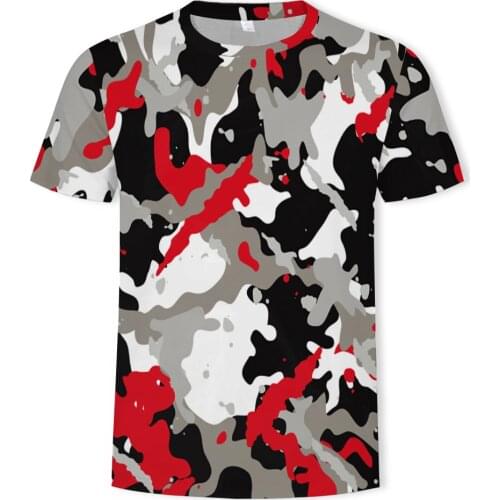 Factory direct sales 3D mens t-shirt military camouflage printing casual t-shirt mens clothing Asian size XXS-6XL T-shirt men