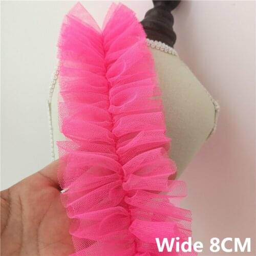 8CM Wide Luxury Lace Material 3d Pleated Fluffy Dress Skirts Hats Decorative Lace Appliques Edge Trim Ribbon DIY Sewing Supplies