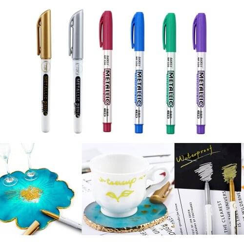 2/3/6pcs Gold Color Epoxy Resin Drawing Pen Highlights Metallic Permanent Marker Leafing Point Pen Marker Acrylic Paint for DIY
