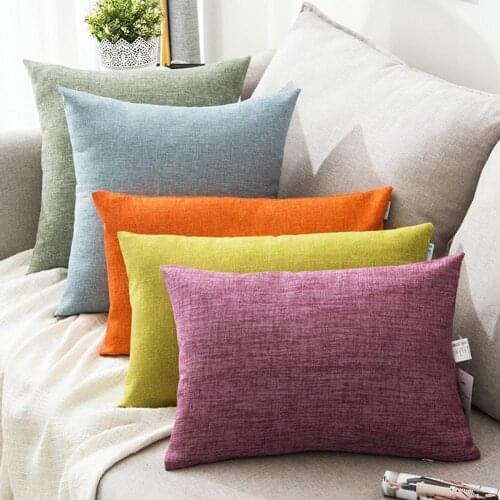 Solid Color Pillow Case Soft Linen Throw Pillow Case Cushion Cover Home goods Pillowcase Sofa Bed Car Decor Cushion Pillow Cover