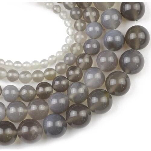 YHBZRET Natural Stone Grey carnelian 4/6/8/10/12MM Round Loose Beads For Making Jewelry Making bracelet necklace accessories diy