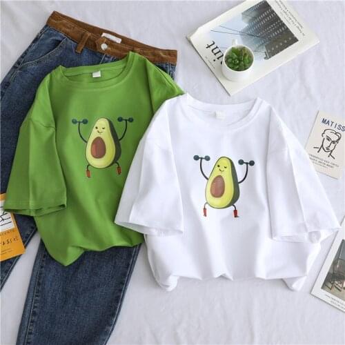 Avocado Green Color T-shirt Womens Short-Sleeved Ins Fashion Korean-Style Loose and Plus-sized All-match Summer BF Wind Top