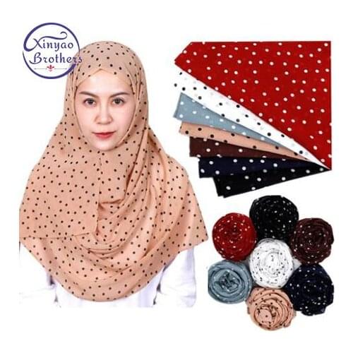 2019 Women Fashion Polka Dot Bubble Chiffon Instant Shawl Scarf Ladies High Quality Soft Headband Muslim Hijab 75x185cm