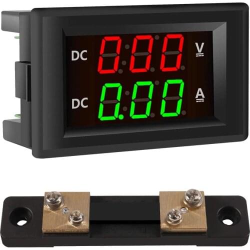0.39" LED Voltage Current Display,DC 4.5-100V Multimeter Panel Digital Voltmeter Ammeter with Shunt