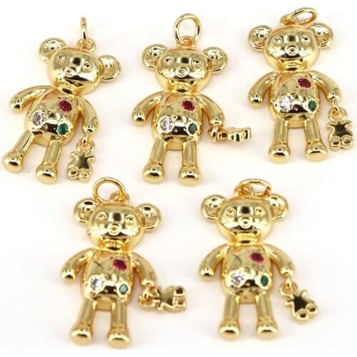 10Pcs Lovely Animal cz pendant New design Cute cz gold plated charm, jewelry making component