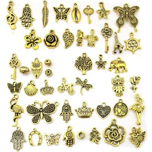 100pcs Animal Plants Butterfly Pendants Charms For Jewelry Making Necklaces Bracelets Vintage DIY Jewelry Findings Accessories