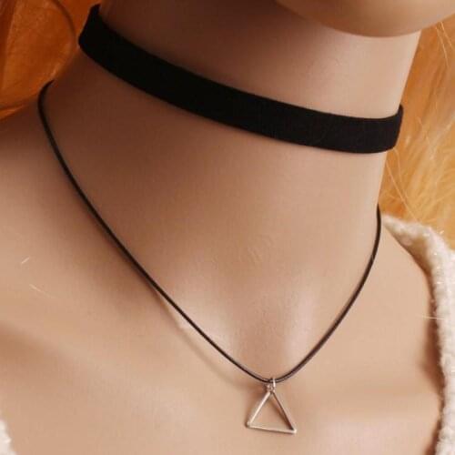 2016 European Fashion Retro Geometric Triangle Necklace Pendant Necklace Personality Double Single En Gros