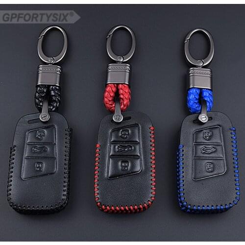 2017 Leather Car Key Cover Case Fob For Volkswagen VW Magotan Passat B7 B8 CC Magotan R36 B7L Smart Remote Protector keychain