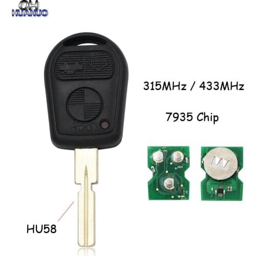 3 Button Remote Key Replacement Fit For BMW E31 E32 E34 E36 E38 E39 E46 Z3 HU58 Blade 315/433 Mhz With ID44 PCF7935 Chip
