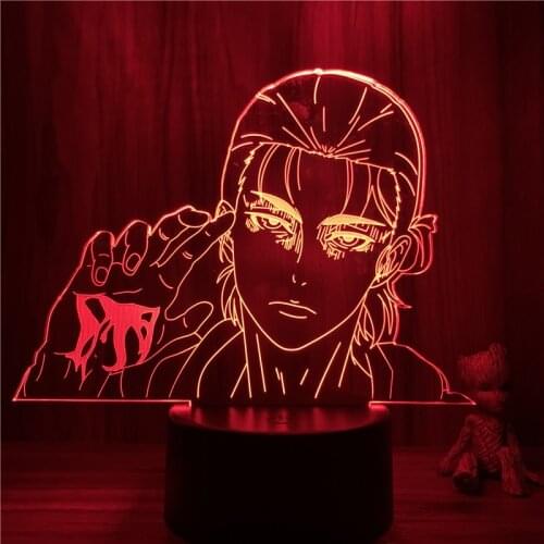 3D Lamp Anime Attack on Titan Eren X Jujutsu Kaisen Manga AOT LED NightLight Figure 7 Colors Touch Table Bedroom Decor