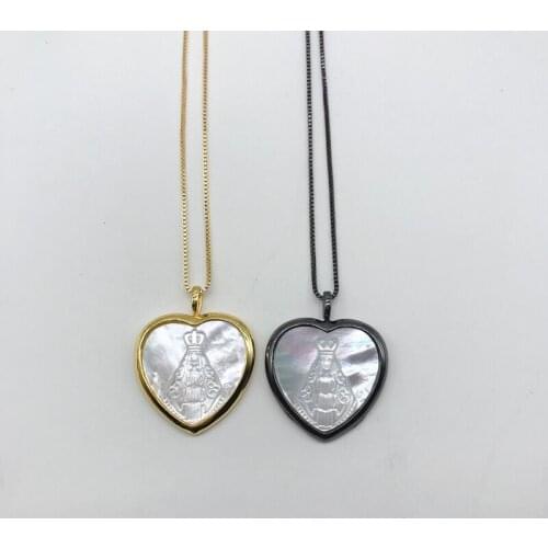 5pcs/lot Unique Religion Jewelry Shell Pendant Heart Necklace Metal Electroplated for Women