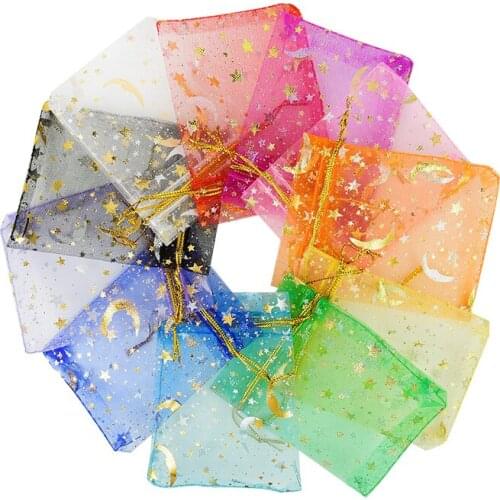 50pcs Multicolor Organza Gift Bag Candy Cookie Bags Wedding Birthday Party Decoration Jewelry Package Supplies 7*9cm