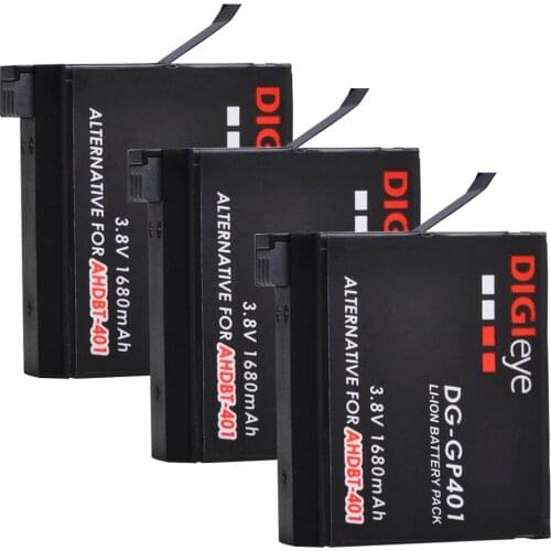 3pcs AHDBT-401 Replacement Battery for Gopro Hero 4 Silver, Hero 4 Black GoPro AHDBT-401Action camera Accessories