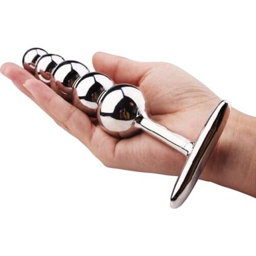 T Style Butt Plug Large Metal 5 Beads Sex Products Anal Plug Adult Sex Anal Dildo Prostate Sex Toys Shop For Women Men