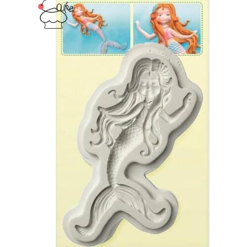 Aouke Mermaid Sugar Buttons Silicone Decorating Molds Cake Silicone Mold Sugarpaste Candy Chocolate Gumpaste Clay Mould