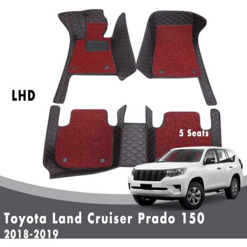 Car Floor Mats Carpets For Toyota Land Cruiser Prado 150 2019 2018 5 Seats Auto Luxury Double Layer Wire Loop Protector Rugs