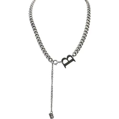 Stainless Steel Chain B Letter Necklace Trendy Female Net Red Hip-hop Style Sweater Chain Ins Trendy Cool Necklace Gift
