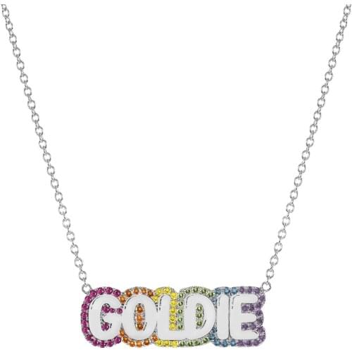 DUOYING Custom Name Necklace Personlized Colorful Rhinestone Pendant Gold Plated Nameplate Jewelry For Women Christmas Gift