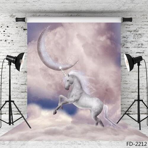 Unicorn Moon Cloud Photographic Background Baby Birthday Party Photo Backdrop Cloth Vinyl Background For Photo Studio Fotografia