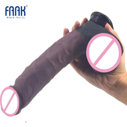 FAAK huge silicone realistic dildo with suction cup sex toys for women lesbian flirt masturbate stitching color pink big penis