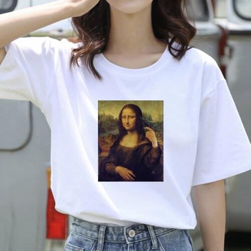 Women Aesthetics funny Tshirts New summer spoof Mona Lisa Printing T Shirts Casual Short Sleeves Tops t-shirt Female Clothing