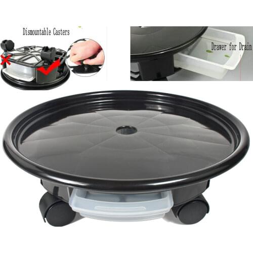HQ CD01 Resin Round Transport Moving Bottom Stand Trolley with Detachable Casters and Draw for Plant Flowerpot Sundries Dolly